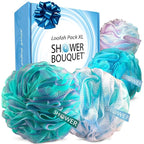 SHOWER BOUQUET Loofah-Bath-Sponge XL Swirl-Mix-Color 4-Pack // Extra-Large 75g by ShowerBouquet%C2%AE