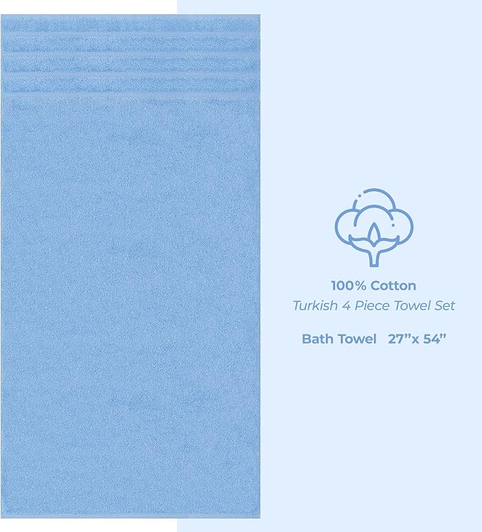 American Soft Linen Luxury 4 Piece Bath Towel Set, 600 GSM 100% Cotton Turkish - Image 4