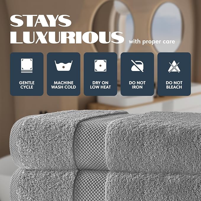 White Classic Luxury Bath Towels Set of 4 Large - Image 5