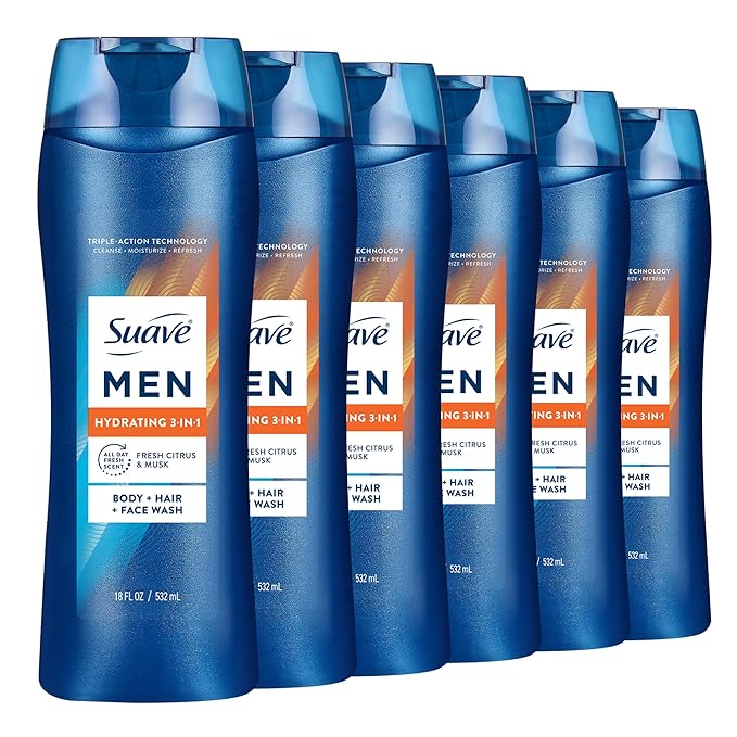 Suave Men Hydrating 3-in-1 Body + Hair + Face Wash by Suave