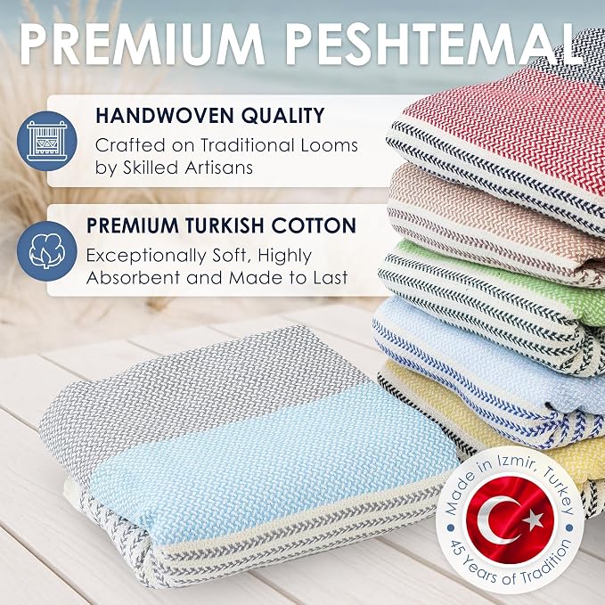 ATANI Turkish Beach Towel, Converts to a Bag, Oversized 100% Cotton Bath Towels - Image 6