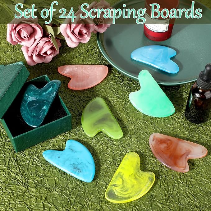 Sherr 24 Pcs Gua Sha Facial Tool Resin Gua Sha Massage Tool Heart Shaped Gua - Image 4