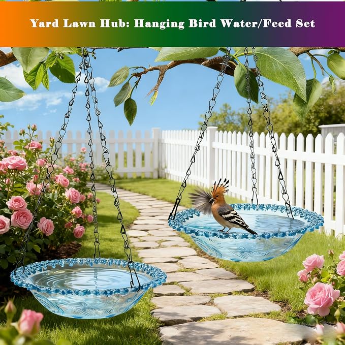 2 Pack Super Value Hanging Plastic Bird Baths and Feeders - Image 3