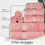SUPERIOR Egyptian Cotton Pile 8 Piece Towel Set, Includes 2 Bath, 2 Hand - Image 4