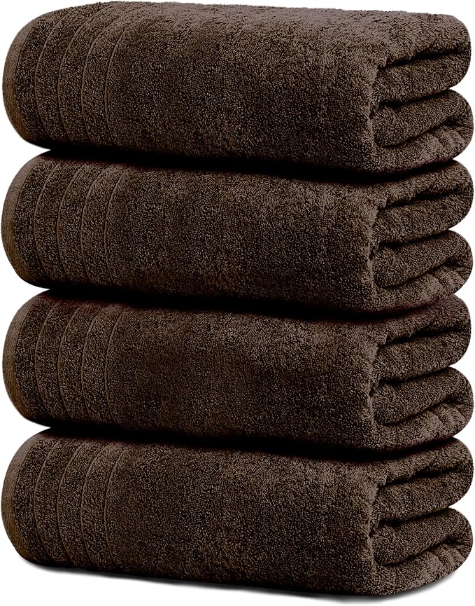 Tens Towels Pack of 4 Extra Large Bath Towels 30 x 60 Inches, 100% Cotton by TensTowels