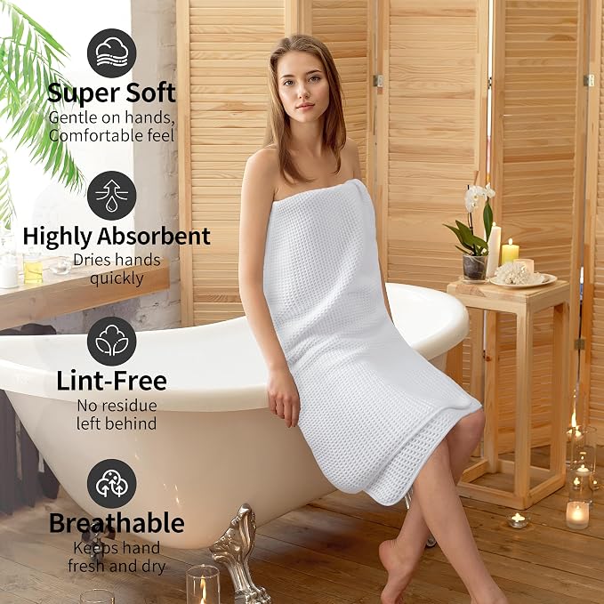 Microfiber Waffle Bath Towels, 4 Pieces, Fast Drying, Lint Free 430 GSM - Image 4