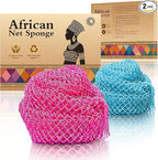 African Net Bath Sponge, Premium Body Exfoliator, Rose Red Blue, 2 Pack by SpiralScgv