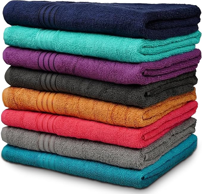 ZUPERIA Premium Multicolor Bath Towels Set of 8 100% Pure Cotton Shower Towels by Zuperia