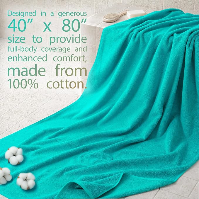 Cotton Paradise 100% Cotton 40x80 Oversized Bath Sheet, Extra Large Turkish - Image 2