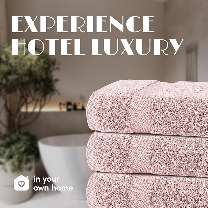 White Classic Wealuxe Pink Bath Towels 24x50 Inch, Cotton Towel Set - Image 7