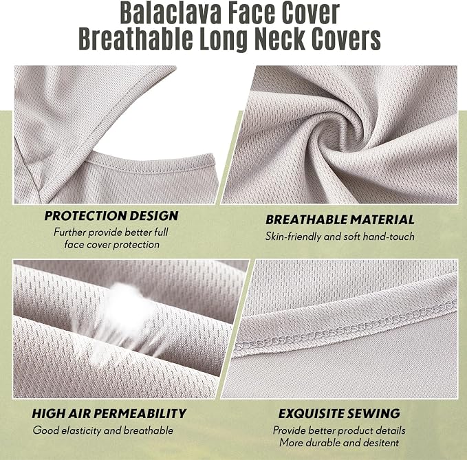SATINIOR 3 Piece Balaclava Face Cover Sun Protection Neck Cover Summer - Image 4