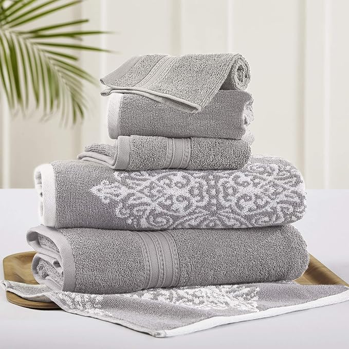 Modern Threads 6 Piece Reversible Yarn Dyed Jacquard Towel Set Artesia Damask by ModernThreads