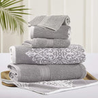 Modern Threads 6 Piece Reversible Yarn Dyed Jacquard Towel Set Artesia Damask by ModernThreads