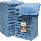 Basic Wash Cloths 12x12 Inches – Bulk Pack of 24 – Blue Color – Soft and by TEXTILA