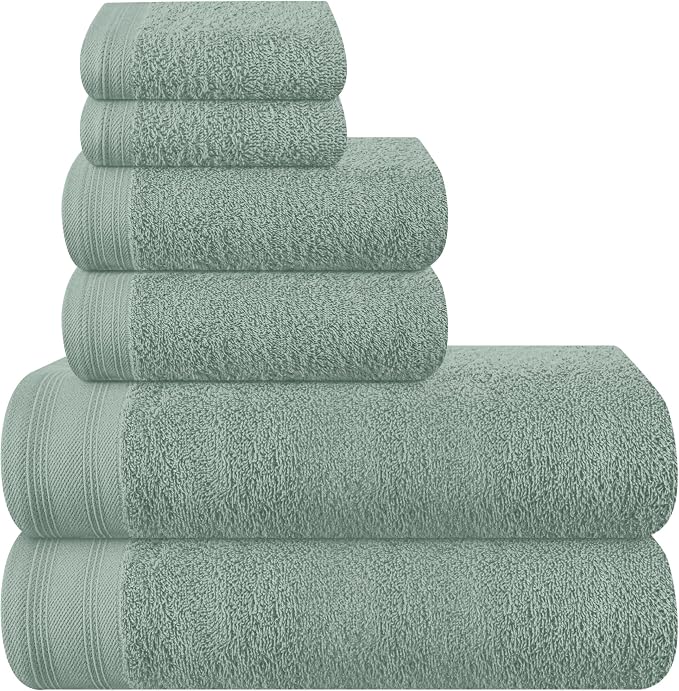 Ultra Soft 6 Pack Cotton Towel Set, Contains 2 Bath Towels 28x55 inch, 2 Hand by Unknown