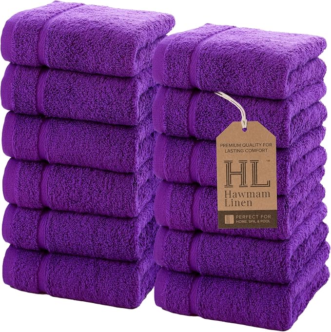 Hawmam Linen Luxury Cotton Washcloths 13x13 Inch by HawmamLinen