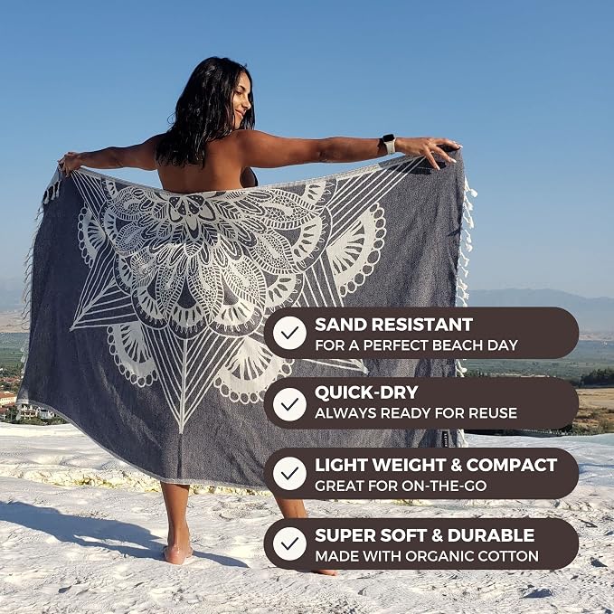 FESHKA Sand Proof Turkish Beach Towel – Oversized, Quick Dry & Lightweight - Image 2