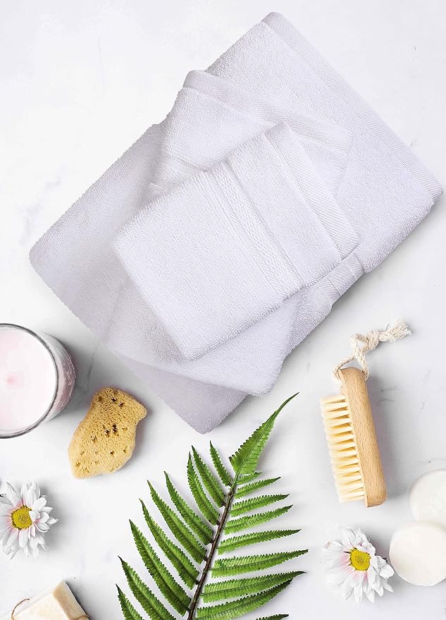 Towel and Linen Mart White Towel Sets, 2 Bath Towels 2 Hand Towels and 4 - Image 3