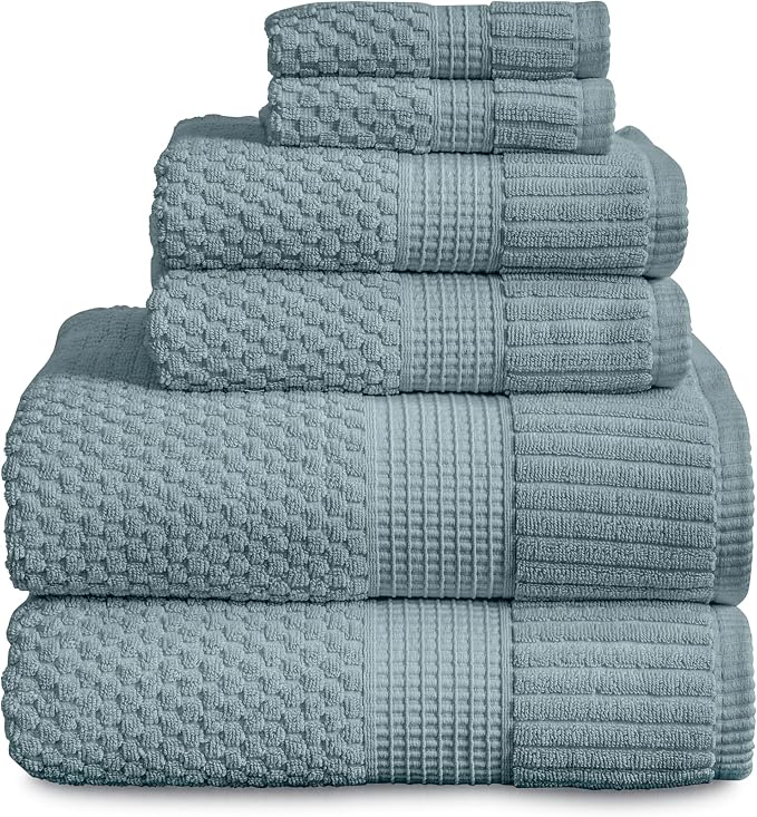 NY Loft 100% Cotton Towel Set 6 Piece | Super Soft & Absorbent Quick-Dry 2 Bath by NYLoft