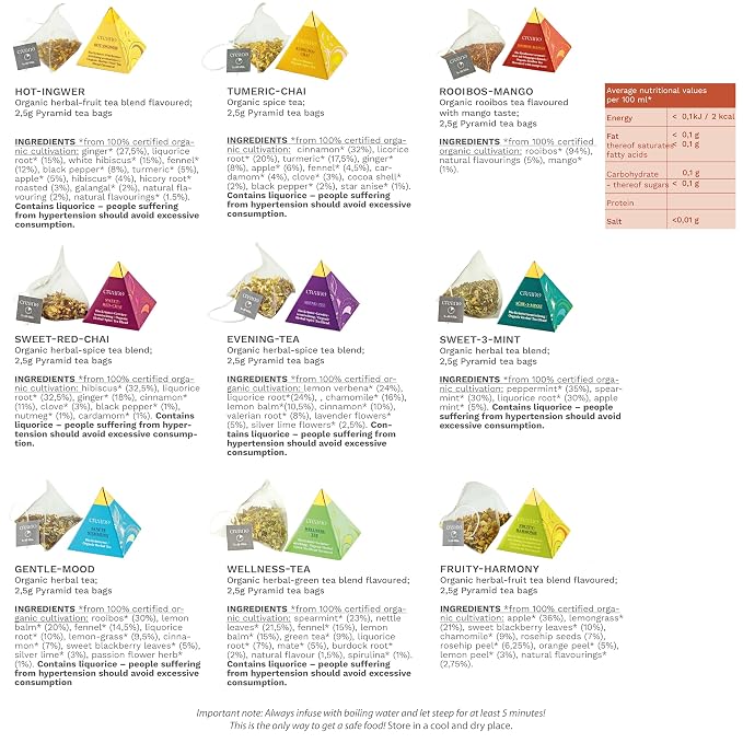 Creano Organic Herbal Tea Gift Set "Organic Herbal Tea" – 9 Pyramid Tea Bags in - Image 3