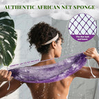 African Net Sponge Authentic, 3 Pieces Exfoliating Scrubber Bath Sponge - Image 2