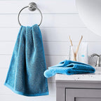 Amazon Basics 8-Pack Lightweight Quick-Dry Hand Towels, 100% Cotton, Lake Blue - Image 7