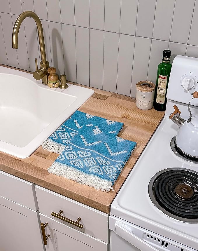 RAY SILVER Aztec Turkish Hand Towels Set of 2 100% Cotton Peshtemal Soft Feel - Image 3