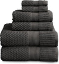 NY Loft 100% Cotton 6 Piece Bath Towel Set | Grey Towels | Oeko-TEX® Standard by NYLoft