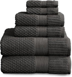 NY Loft 100% Cotton 6 Piece Bath Towel Set | Grey Towels | Oeko-TEX® Standard by NYLoft