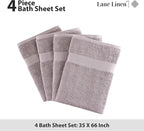LANE LINEN 100% Mercerized Cotton Bath Sheets Set of 4 - Image 5