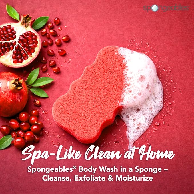 Spongeables Body Wash in a 20+ Wash Sponge, Pomegranate Punch - Image 2