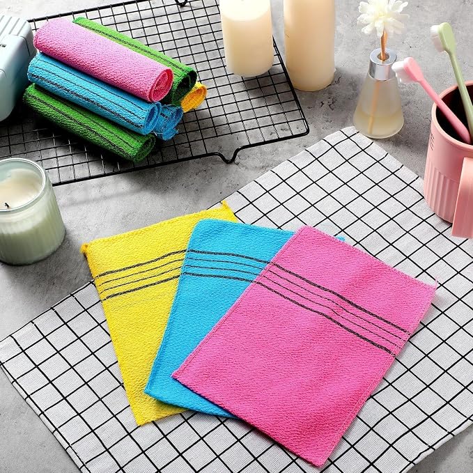 Tatuo 12 Pieces Korean Exfoliating Mitt Glove Italy Towel Body Skin Scrubber - Image 6