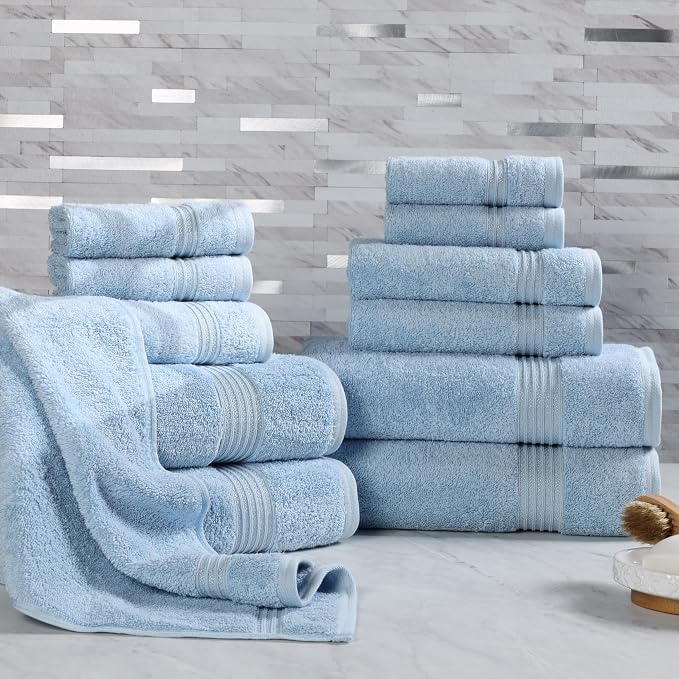 Superior Egyptian Cotton 12-Piece Towel Set, Guest Bath Decor Essentials by SUPERIOR
