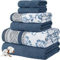 Modern Threads Floral Trail 6-Piece 100% Cotton Towel Set – Reversible Yarn by ModernThreads