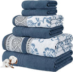 Modern Threads Floral Trail 6-Piece 100% Cotton Towel Set – Reversible Yarn by ModernThreads