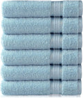 Cotton Craft - 6 Pack - Ultra Soft Extra Large Hand Towels 16x28 Light Blue - by COTTONCRAFT