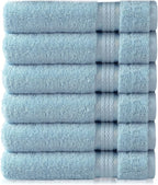 Cotton Craft - 6 Pack - Ultra Soft Extra Large Hand Towels 16x28 Light Blue - by COTTONCRAFT