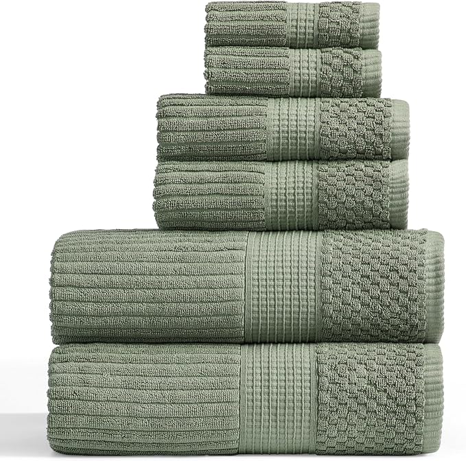Springtree Home 100% Cotton Towel Set 6 Piece Set | Super Soft & Absorbent by SpringtreeHome