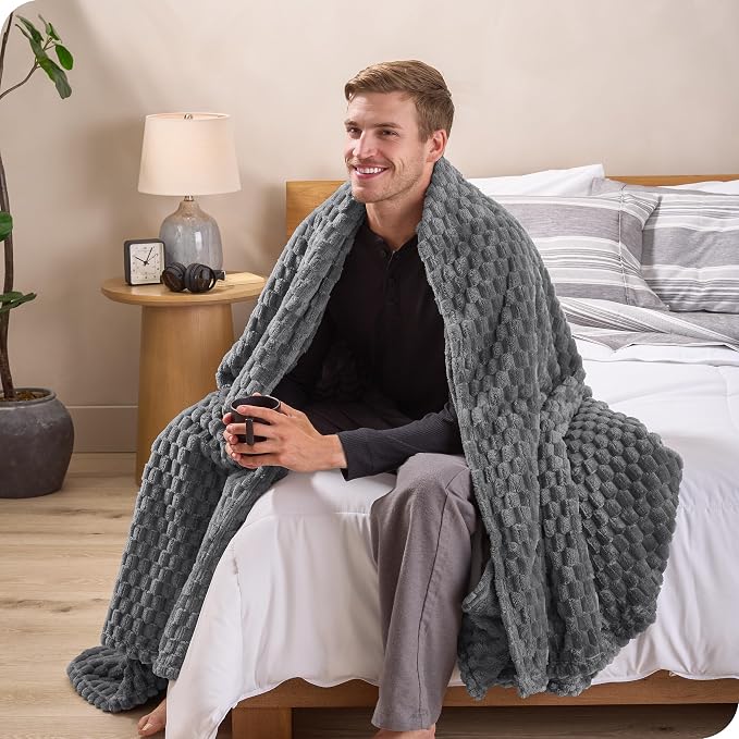 Bare Home Textured Fleece Blanket - Image 4