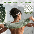 African Net Sponge Authentic, 3 Pieces Exfoliating Scrubber Bath Sponge - Image 2