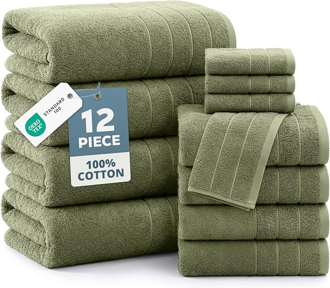 Casa Platino 100% Luxury Bath Towel Pack of 12 by CasaPlatino