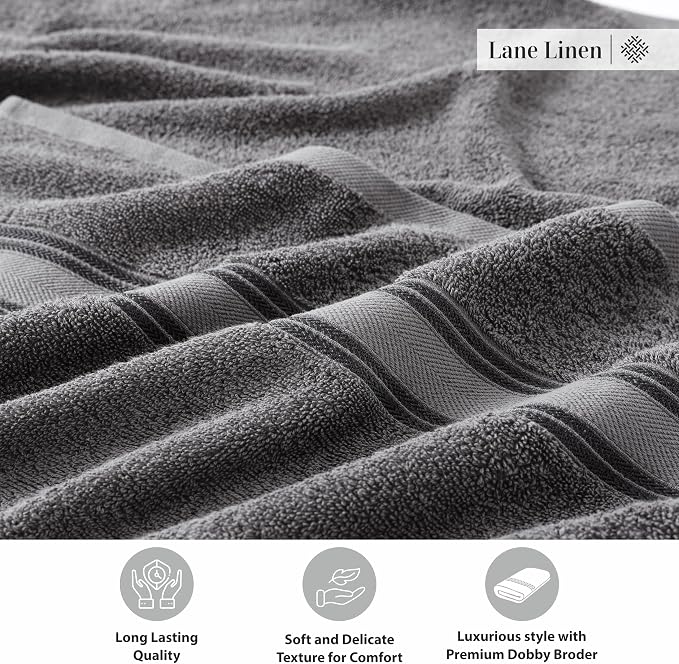 LANE LINEN 100% Cotton 4 Pack Bath Towels Set - Image 7