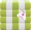 CASA COPENHAGEN Cabana Towel 4Pcs Lime Green Designer Stripe Beach Towels Gift by CASACOPENHAGEN