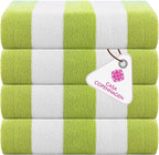CASA COPENHAGEN Cabana Towel 4Pcs Lime Green Designer Stripe Beach Towels Gift by CASACOPENHAGEN