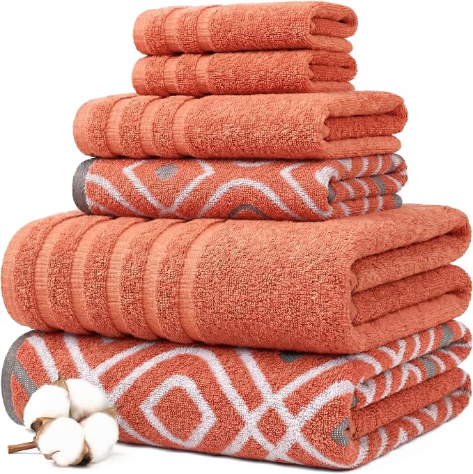 Modern Threads Classic Diamond 6-Piece 100% Cotton Towel Set – Yarn Dyed by ModernThreads