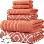 Modern Threads Classic Diamond 6-Piece 100% Cotton Towel Set – Yarn Dyed by ModernThreads