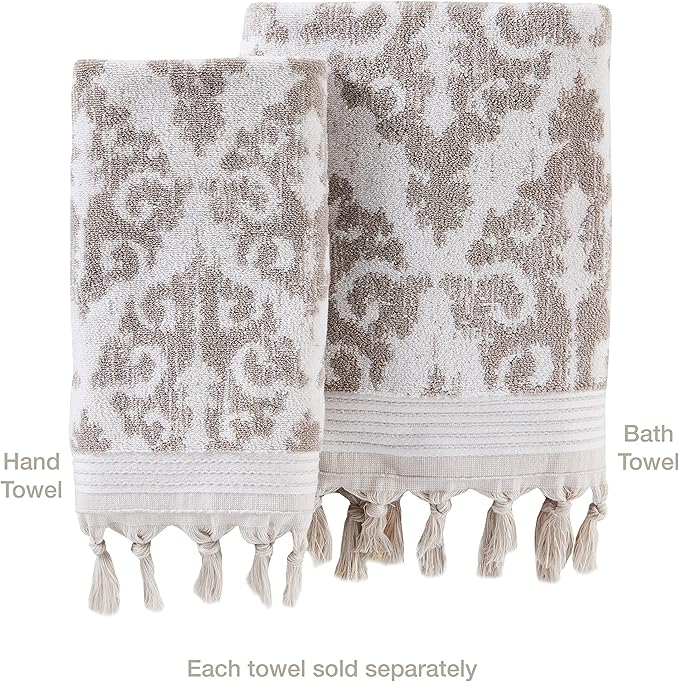 SKL Home Mirage Fringe 100% Turkish Cotton Bath Towel, Taupe 54.00" x 28.00" - Image 4