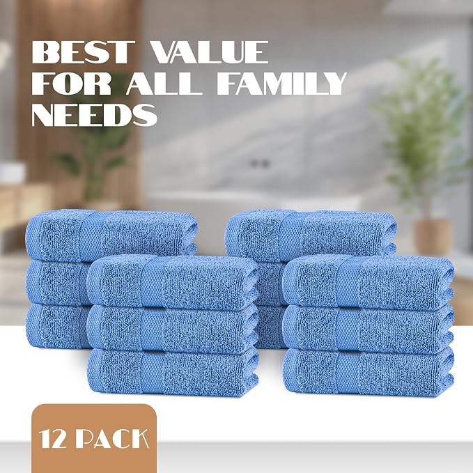 White Classic Light Blue Hand Towels - Image 4