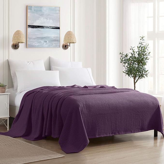 Sweet Home Collection 100% Fine Cotton Blanket Luxurious Weave Stylish Design by SweetHomeCollection