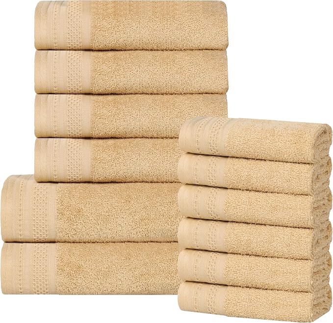 Superior Honeycomb 100% Cotton 500 GSM 12 Piece Bath Towel Set, 6 Washcloths by SUPERIOR